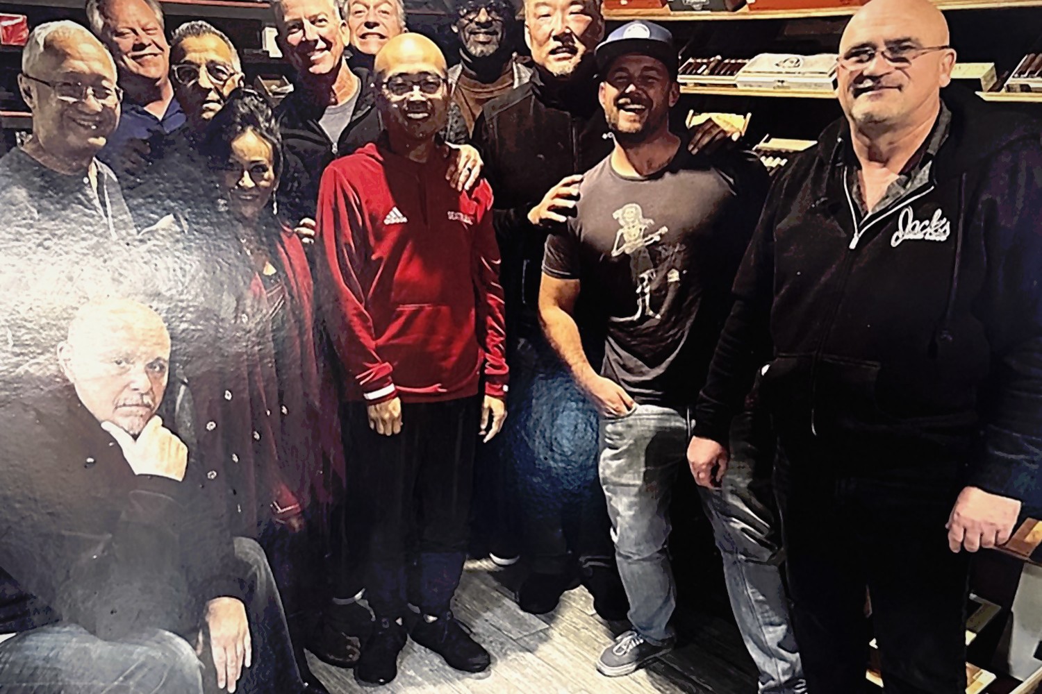 The crew inside the shop