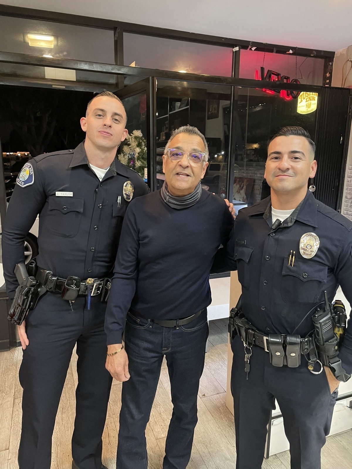 Tony with two officers in dress blues